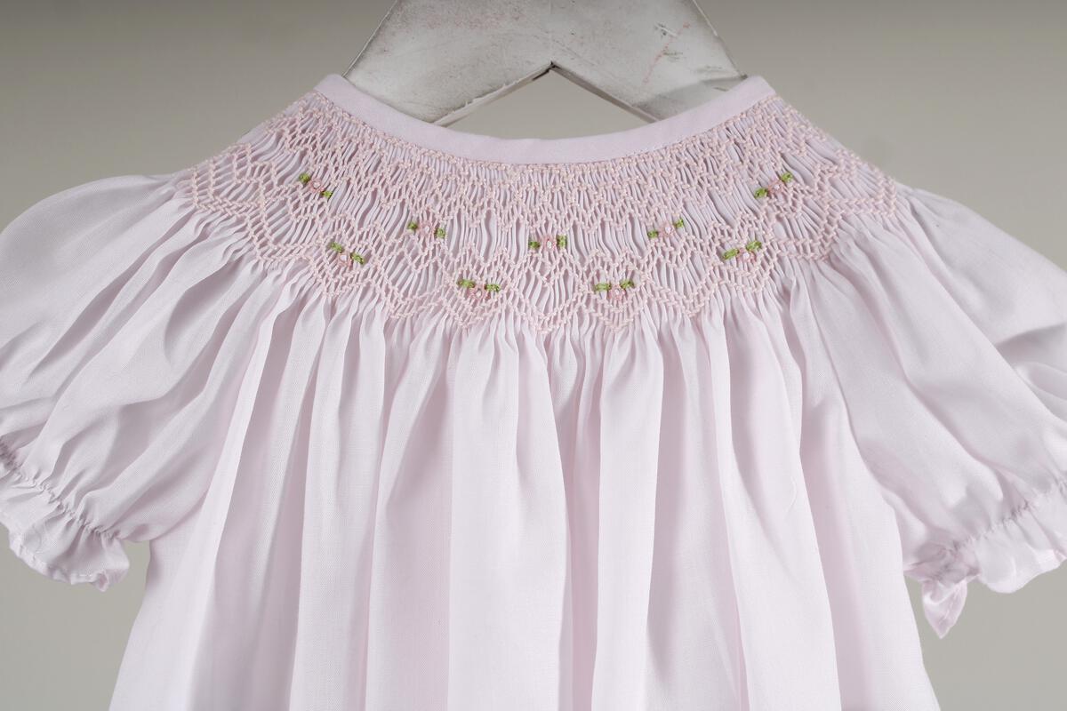 Baby Blessings Light Pink Geometric Iris Dress