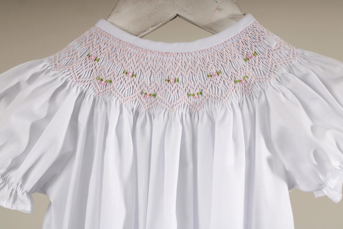 Baby Blessings White Geometric Iris Dress