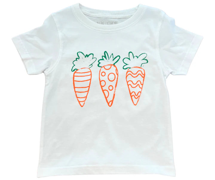 Mustard and Ketchup Kids Short Sleeved White Carrot Trio T-Shirt