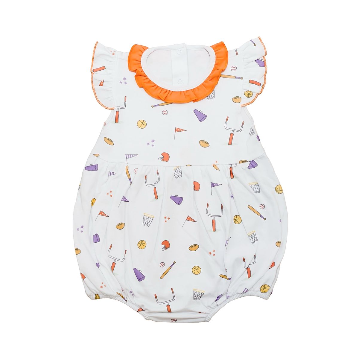 Krewe Kids Clemson Purple/Orange Gameday Pima Ruffle Bubble