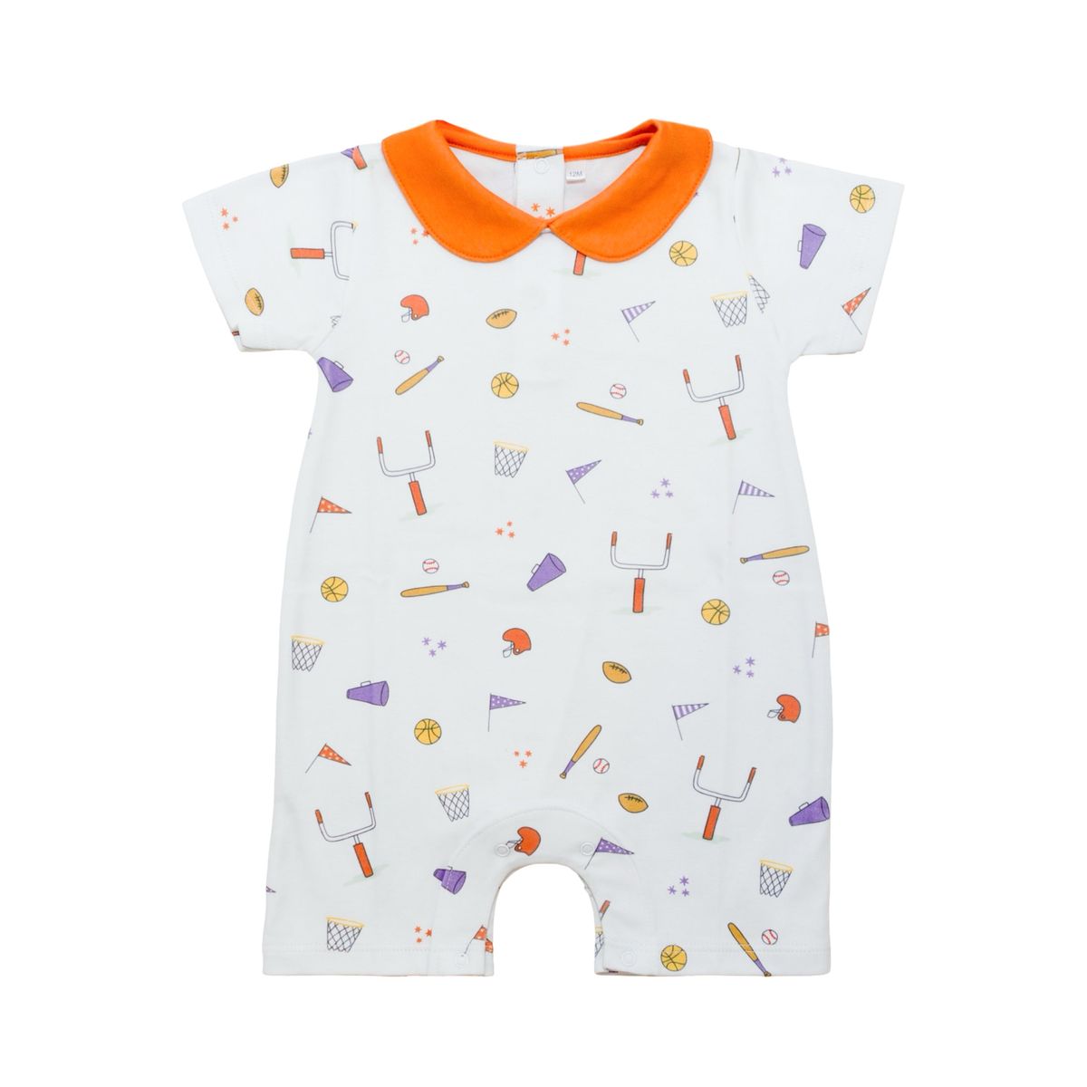 Krewe Kids Clemson Purple/Orange Gameday Pima Collared Romper
