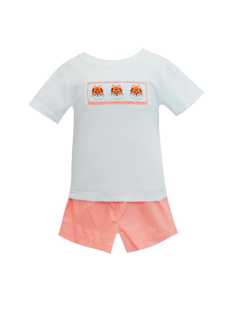 Krewe Kids Orange Clemson Tiger Smocked Short Set
