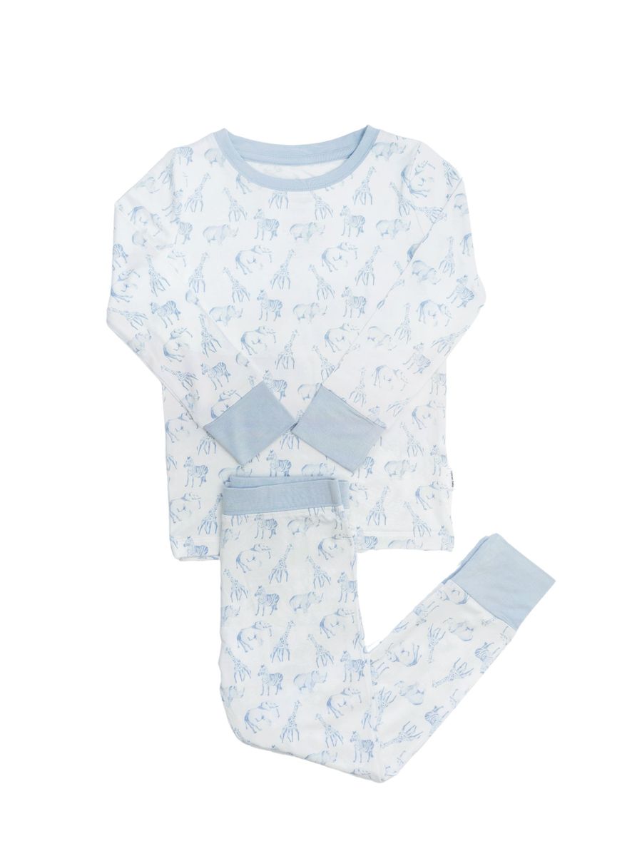 Uptown Baby Blue Safari 2-Piece Pajama Set