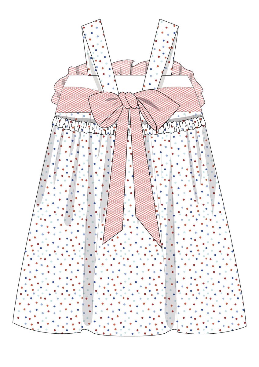 Krewe Kids Jesse Patriotic Dots Smocked Bow Dress