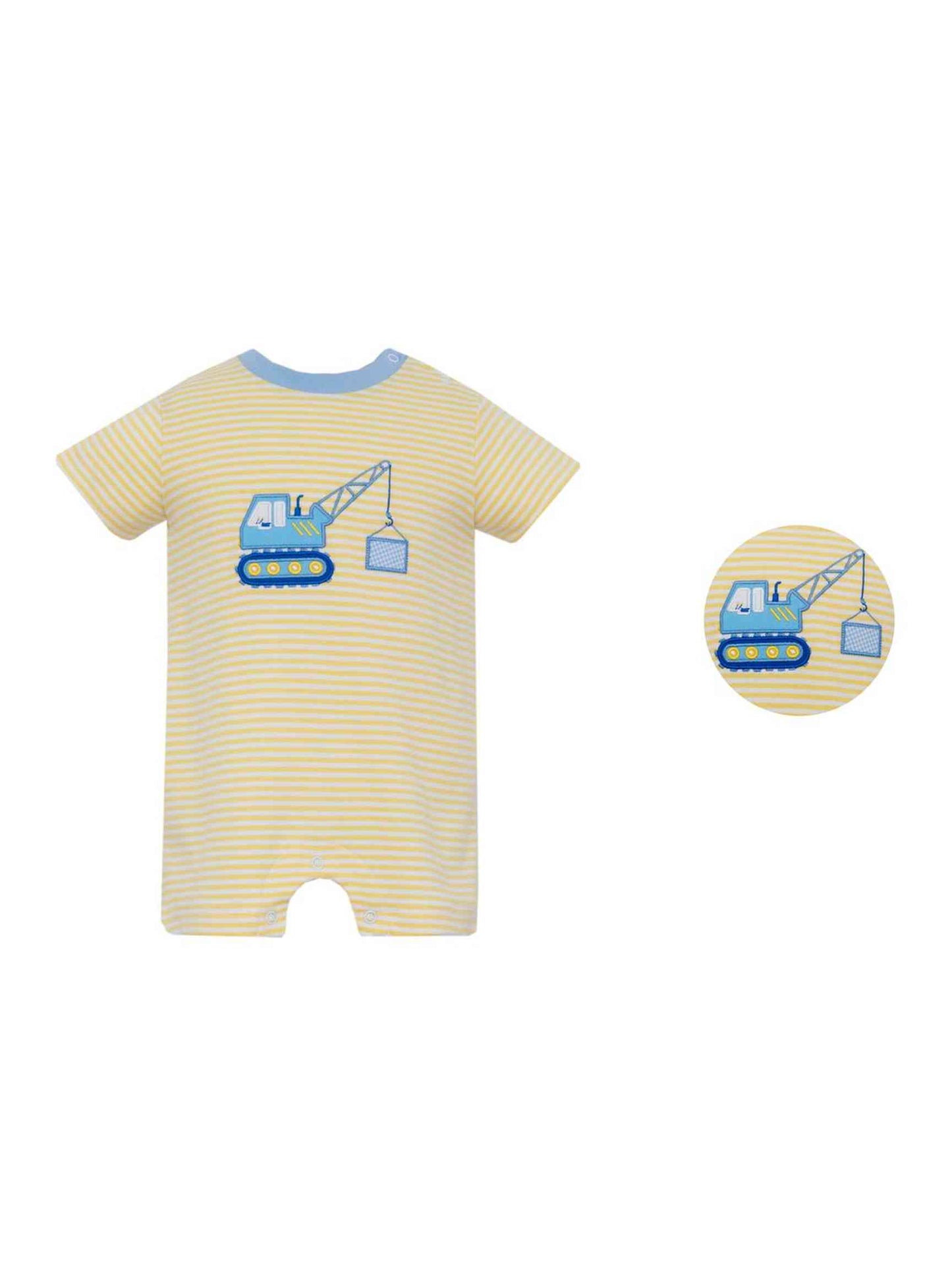 Claire and Charlie Crane Yellow Striped Knit Boy's Romper