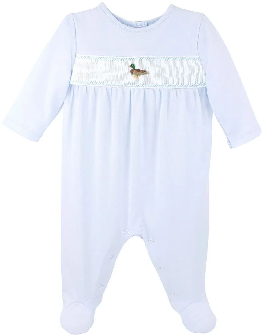 Lyda Baby Duck By Lake Smocked Footie--Light Blue