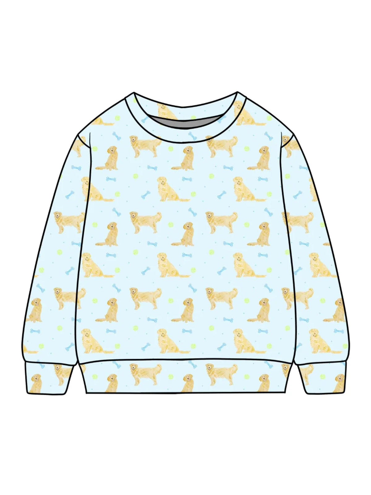 Three Little Ducks Campbell Crewneck--Puppy Pals Blue