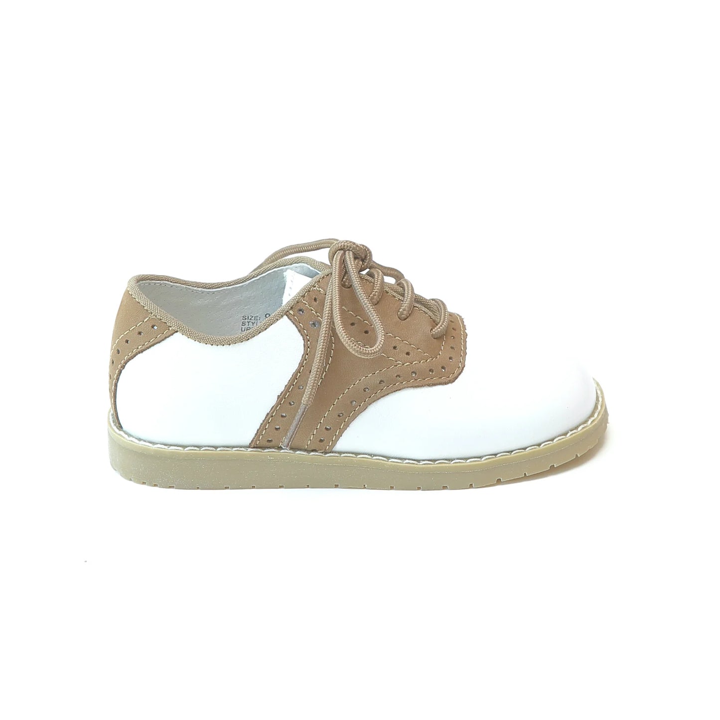 L'Amour Shoes Luke Beige Leather Two Tone Saddle Shoe