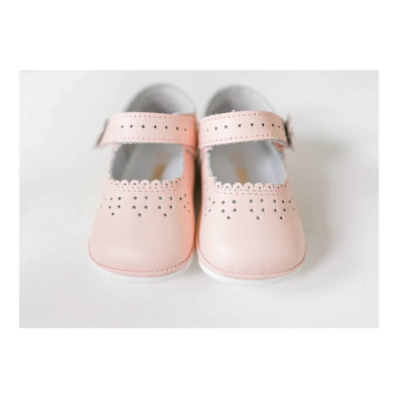 L'Amour Shoes Mia Scalloped Leather Mary Jane (Baby)