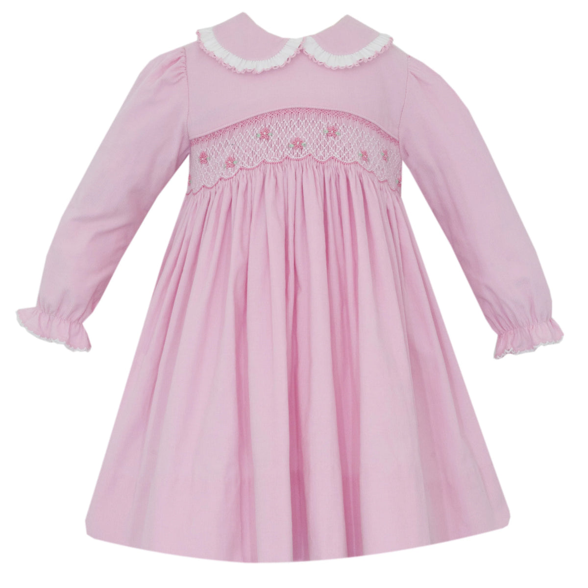 Petit Bebe Charlotte Pink Corduroy Long Sleeve Dress