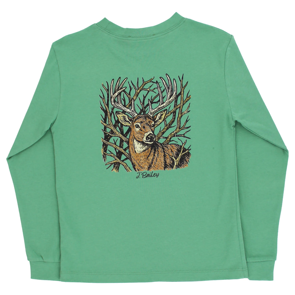Bailey Boys Long Sleeve Logo Tee, Buck/Sage