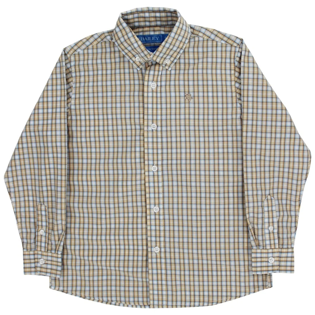 Bailey Boys Roscoe Button Down Shirt--Pecan Plaid