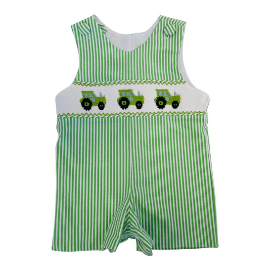 Delaney Boys Apple Green Smocked Tractor John John