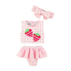 Mud Pie Strawberry Swimsuit & Headband Set
