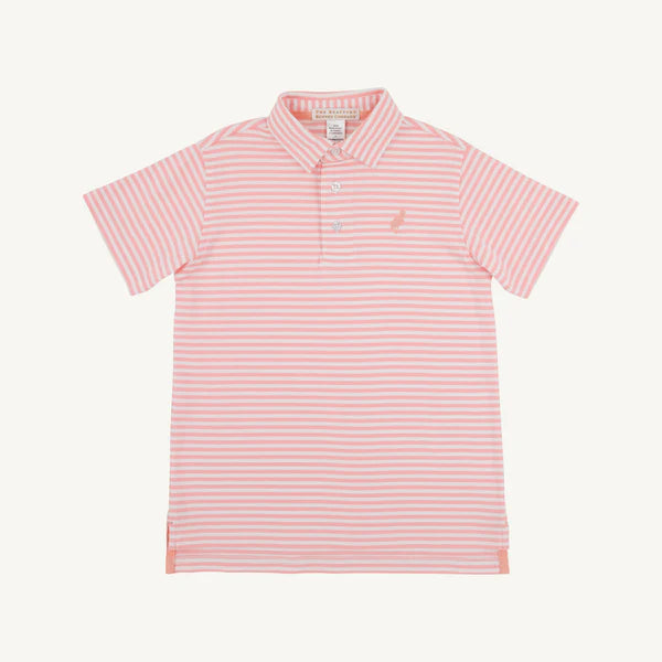 Beaufort Bonnet Prim and Proper Polo--Sanibel Salmon Stripe