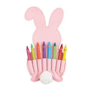 Mud Pie Pink Bunny Crayon Holder Set