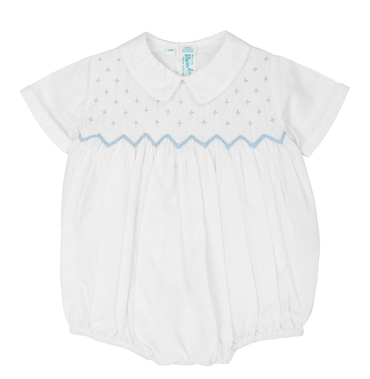 Feltman Brothers Boys White Diamond Smocked Creeper