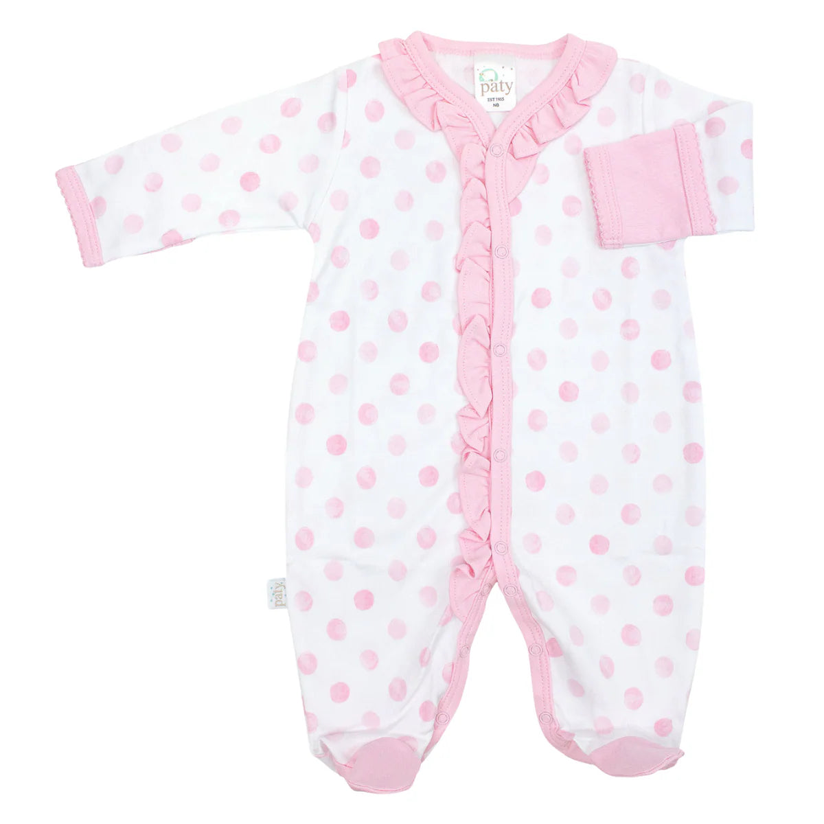 Paty Pima Pink Dots Footie with Ruffle
