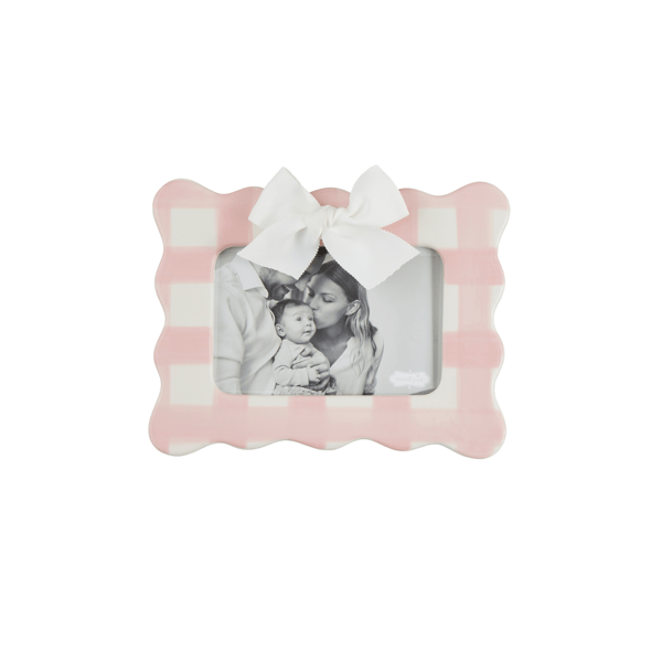 Mudpie Mud Pie Horizontal Pink Gingham Bow Frame