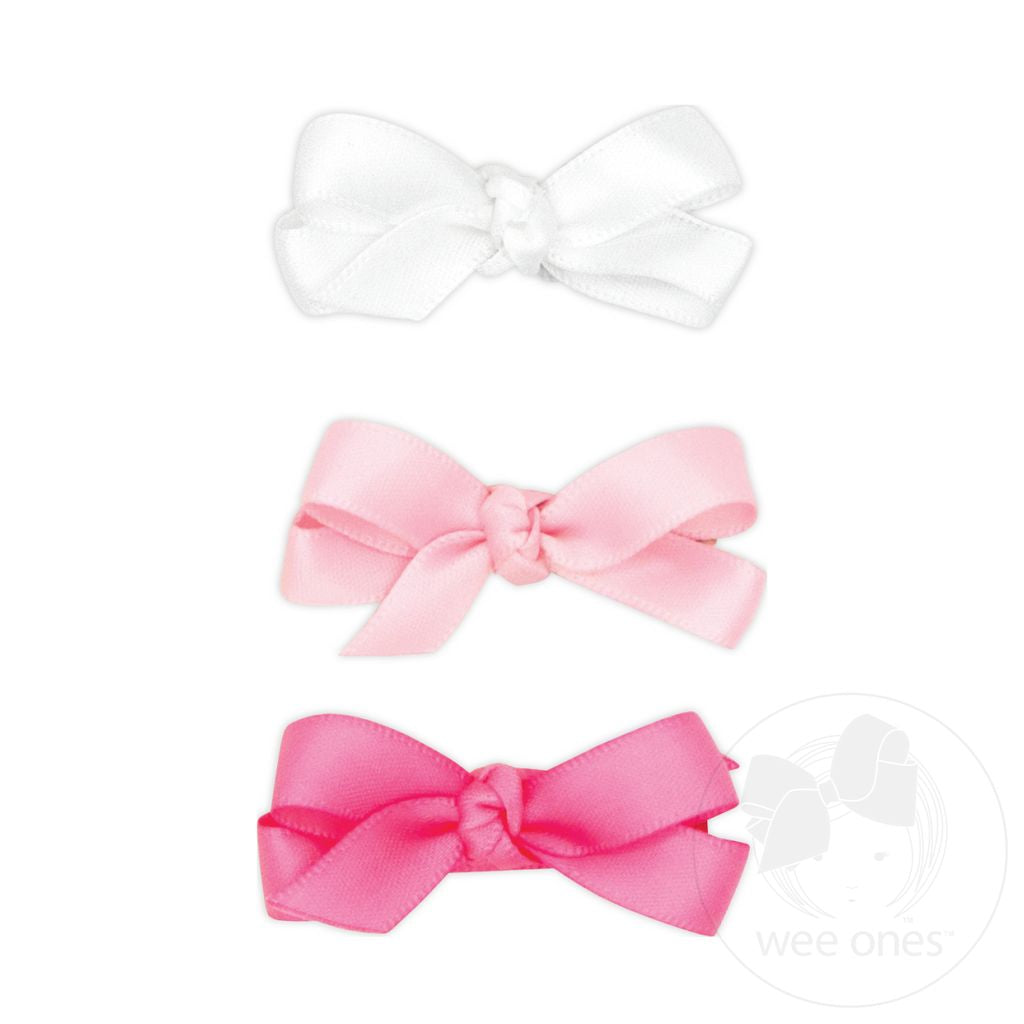 Wee Ones 3 Pack Baby Satin Bows PInks
