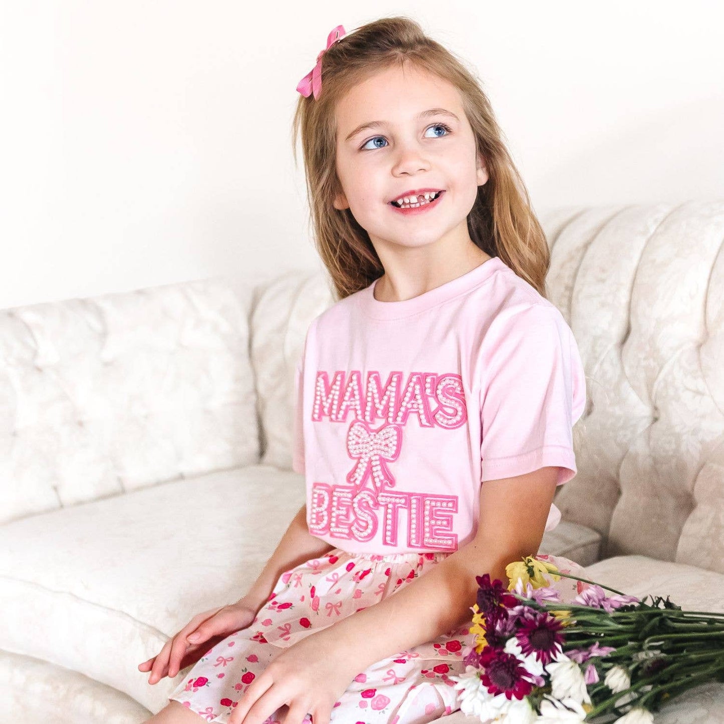 Sweet Wink Mama's Bestie Pearl Patch Short Sleeve T-Shirt -Mother's Day
