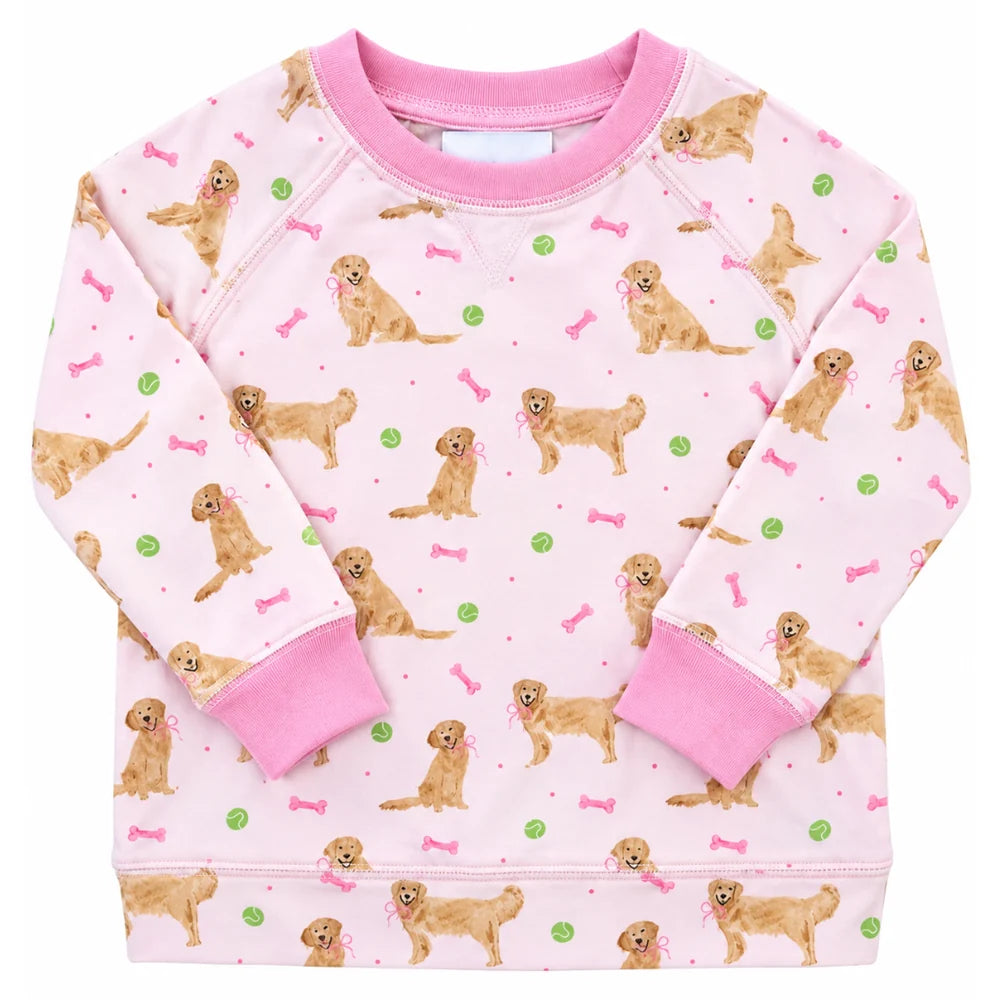Three Little Ducks Campbell Crewneck--Puppy Pals Pink