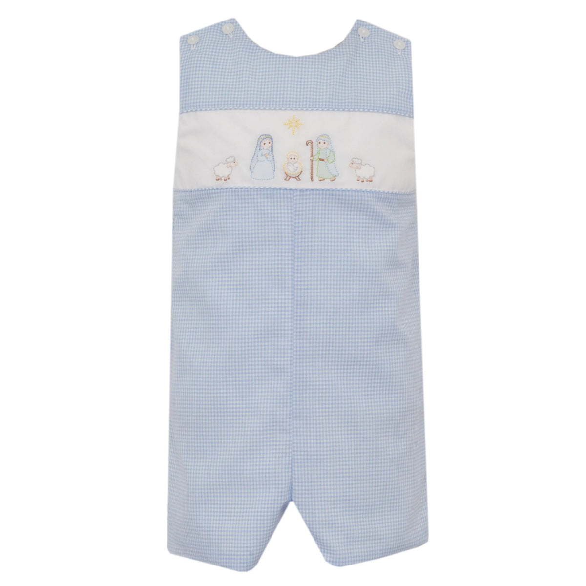 Anavini Light Blue Gingham Short Jon Jon--Nativity