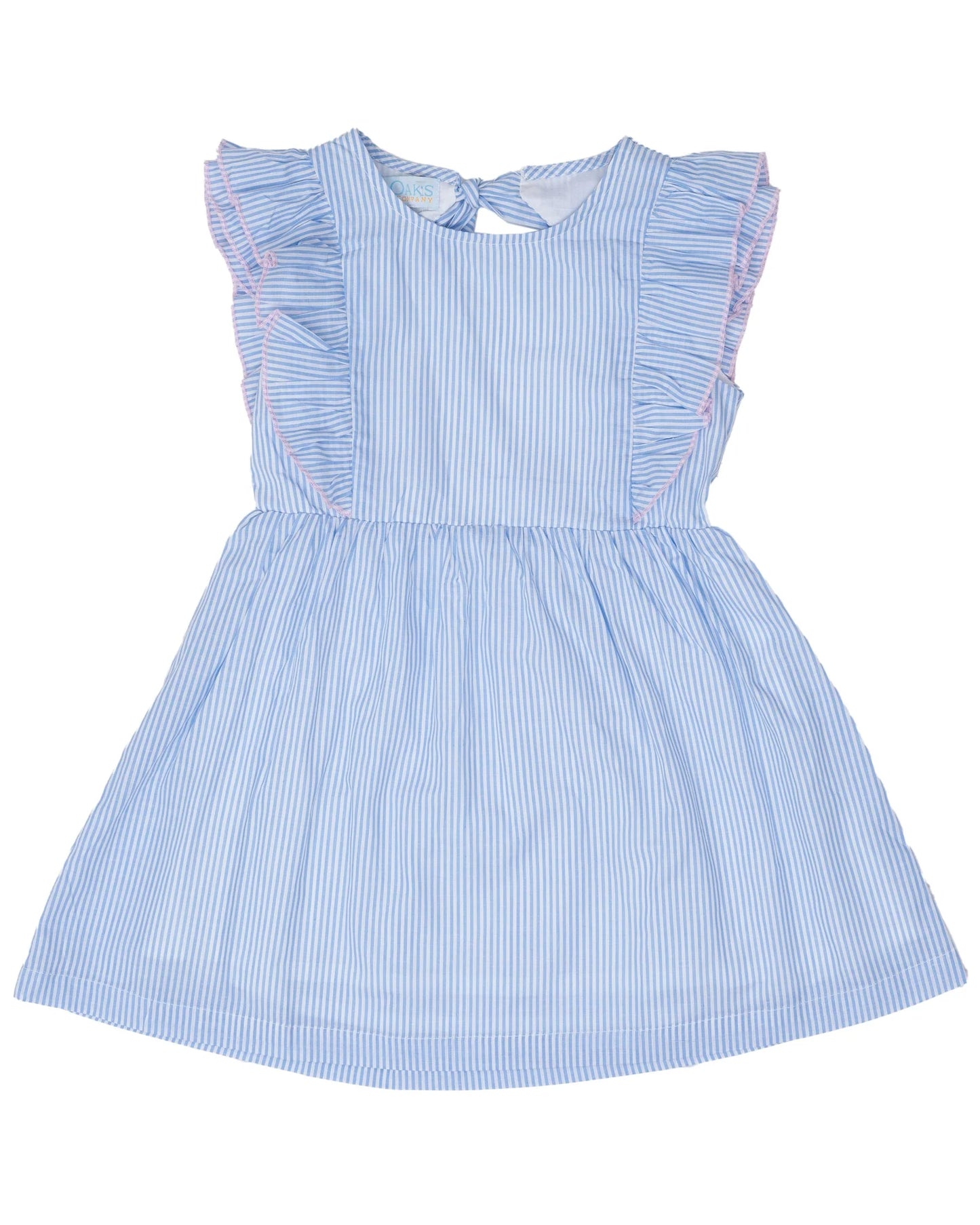 The Oaks Faye Light Blue Stripe with Pink Dress