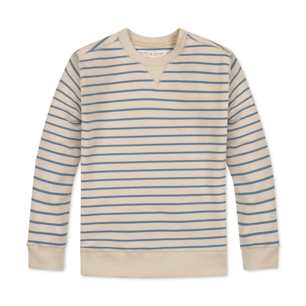 Hope and Henry Natural and Blue Stripe Sweatshirt