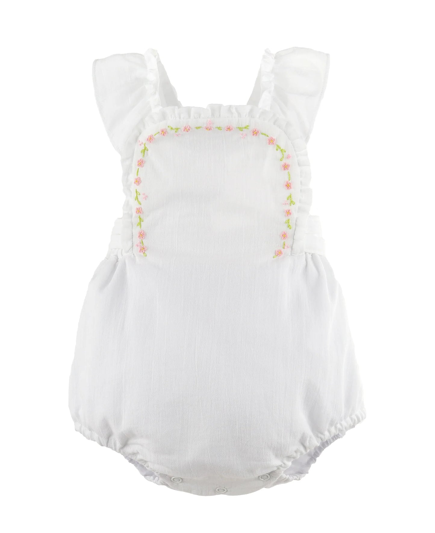 Sophie and Lucas Daisy Chain Sunsuit, White