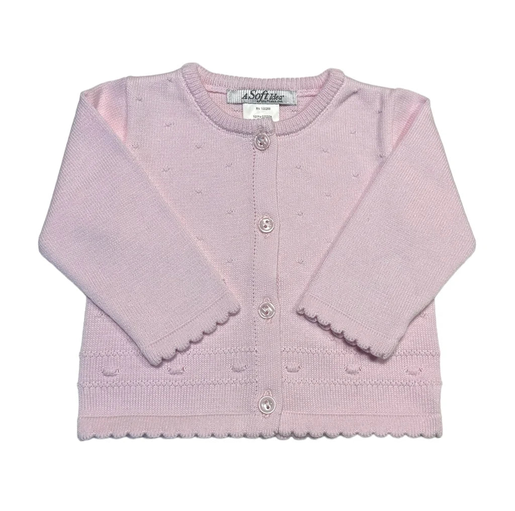 A Soft Idea Round Neck Baby Cardigan--Light Pink