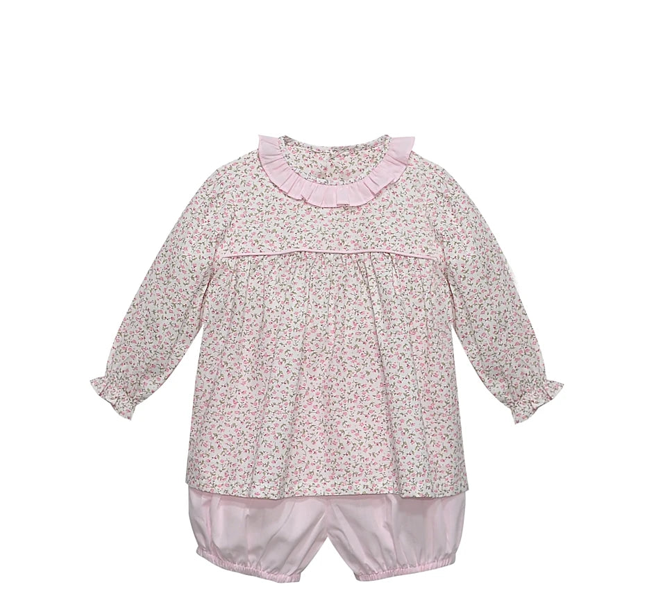 Remember Nguyen Pink Flower Reagan Bloomer Set--Garden Whispers