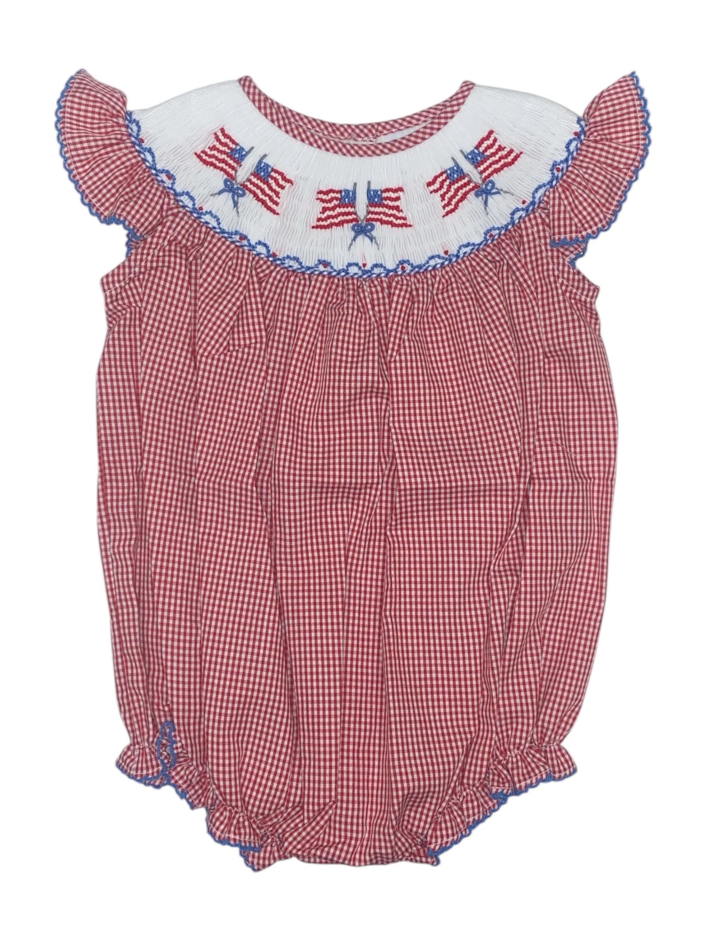 LuLu BeBe Emmie Flag Angel Sleeve Smocked Bishop Bubble