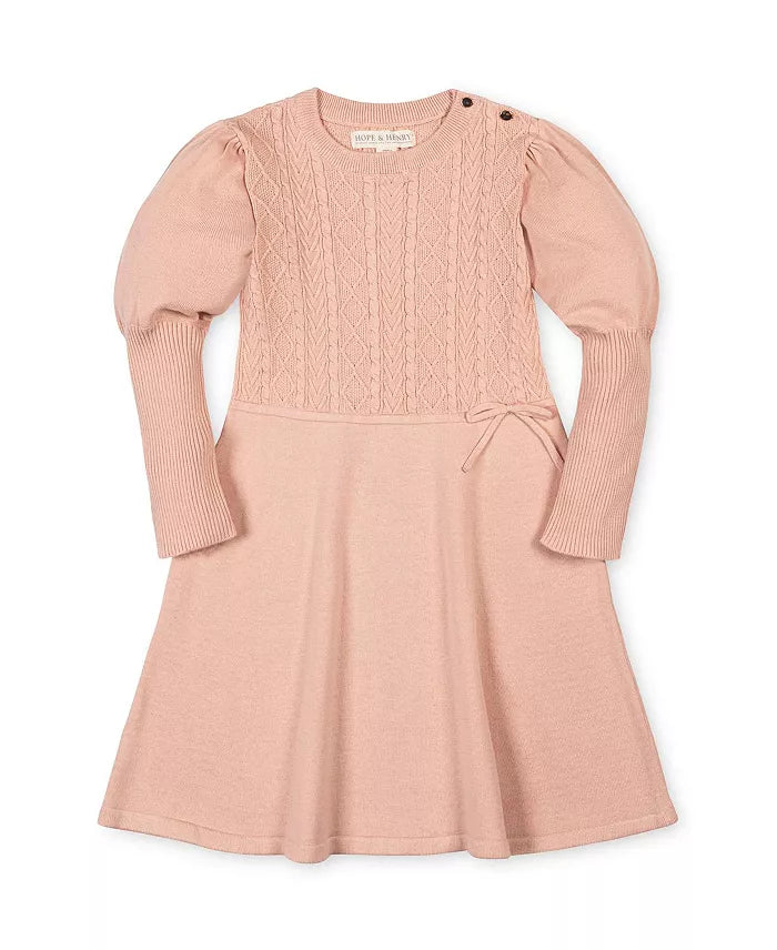 Hope and Henry Cable Bodice Sweater Dress--Blush