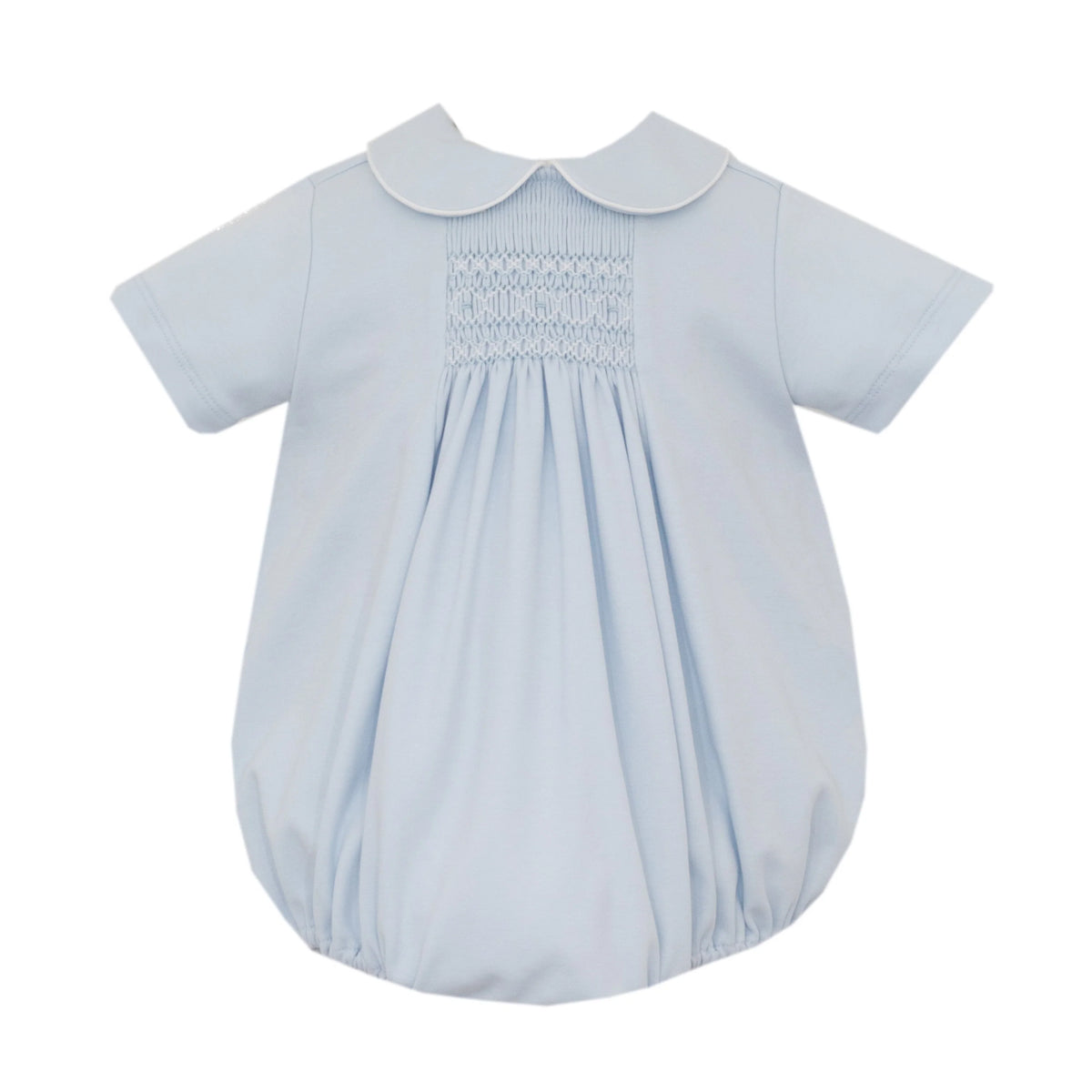 Petit Bebe Oliver Solid Light Blue Knit Boys Short Romper