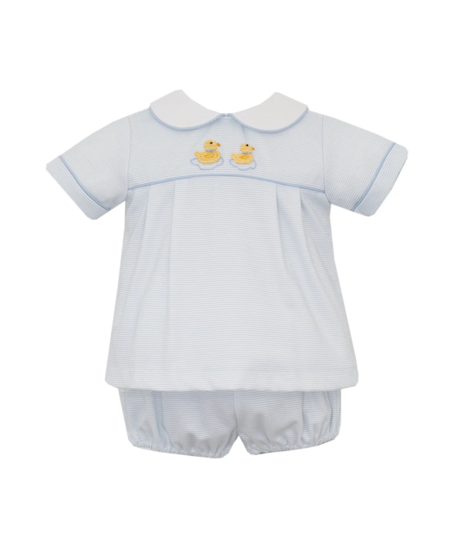 Petit Bebe Duckling Boy's Light Blue Knit Stripe Boy's Diaper Set