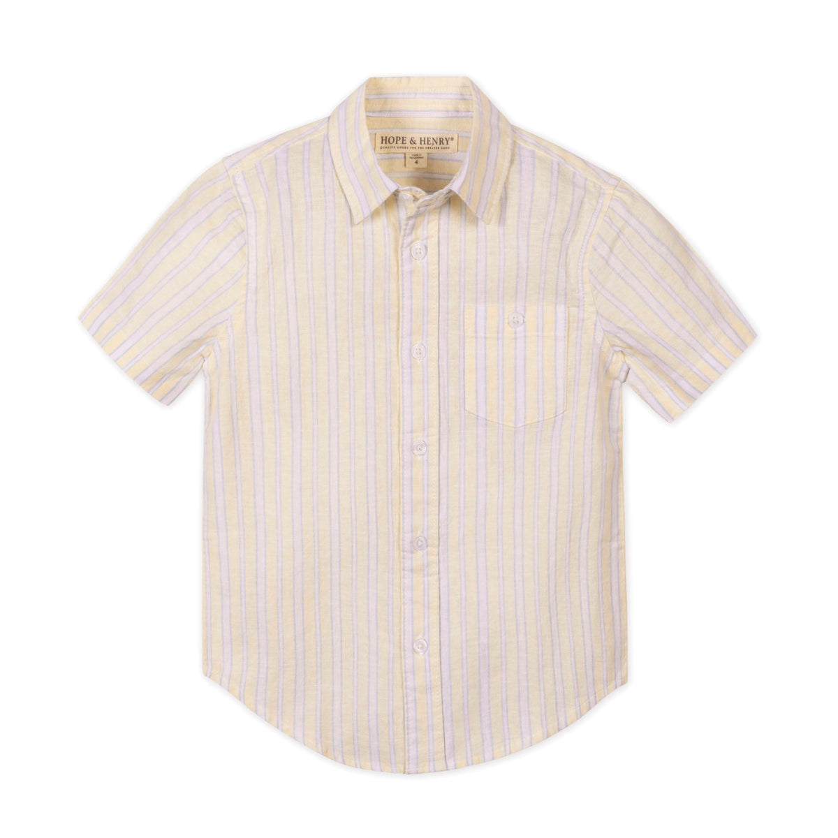 Hope and Henry Linen Short Sleeve Shirt--Sunlit Stripe