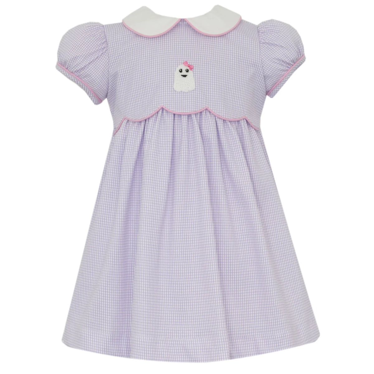 Petit Bebe Ghost Girl's Purple Knit Gingham Girl's Dress
