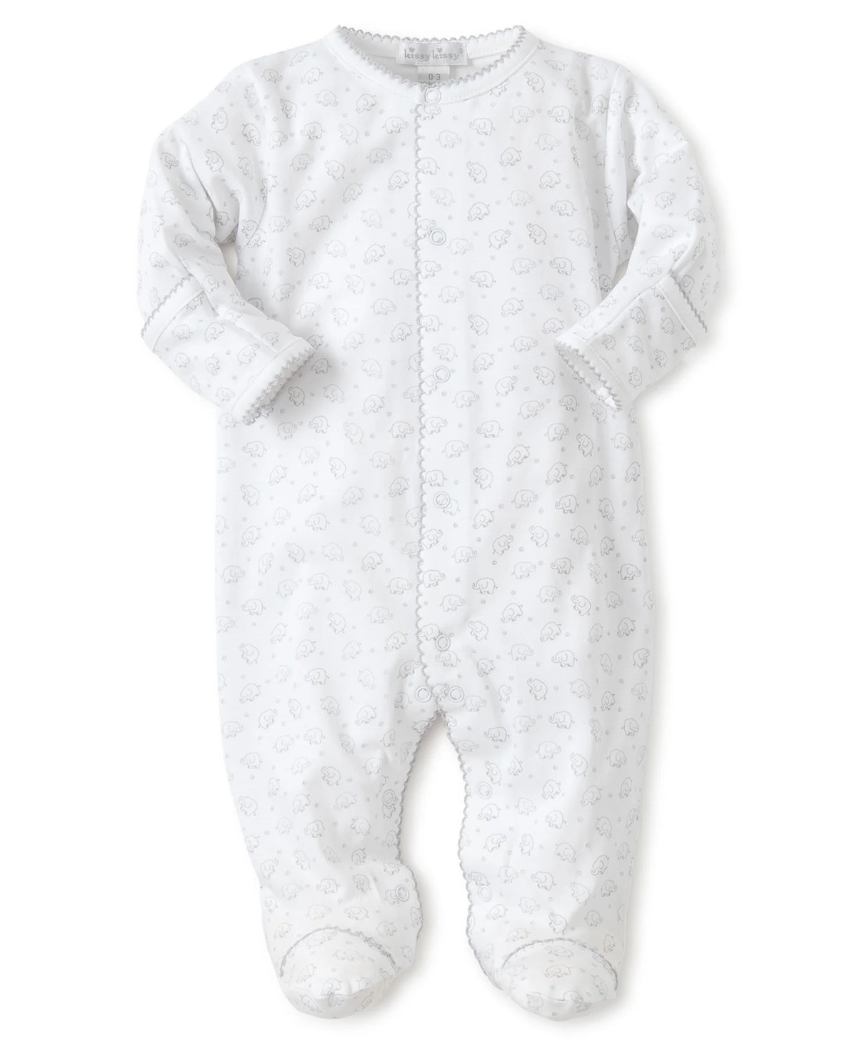 Kissy Kissy Silver Ele-Fun Print Footie with Zipper