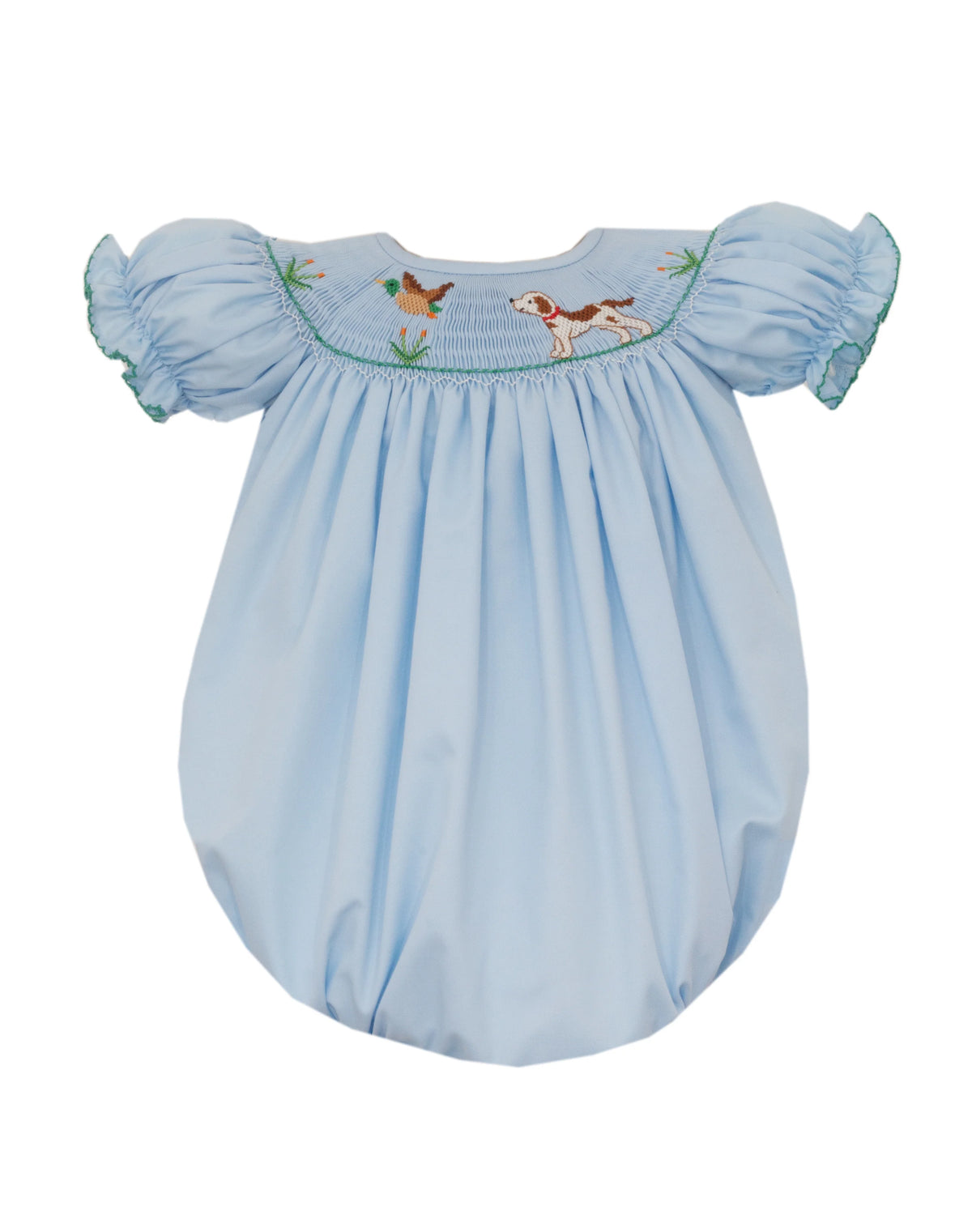 Anavini Hunting Dog Girl's Light Blue Twill Short Bishop Bubble