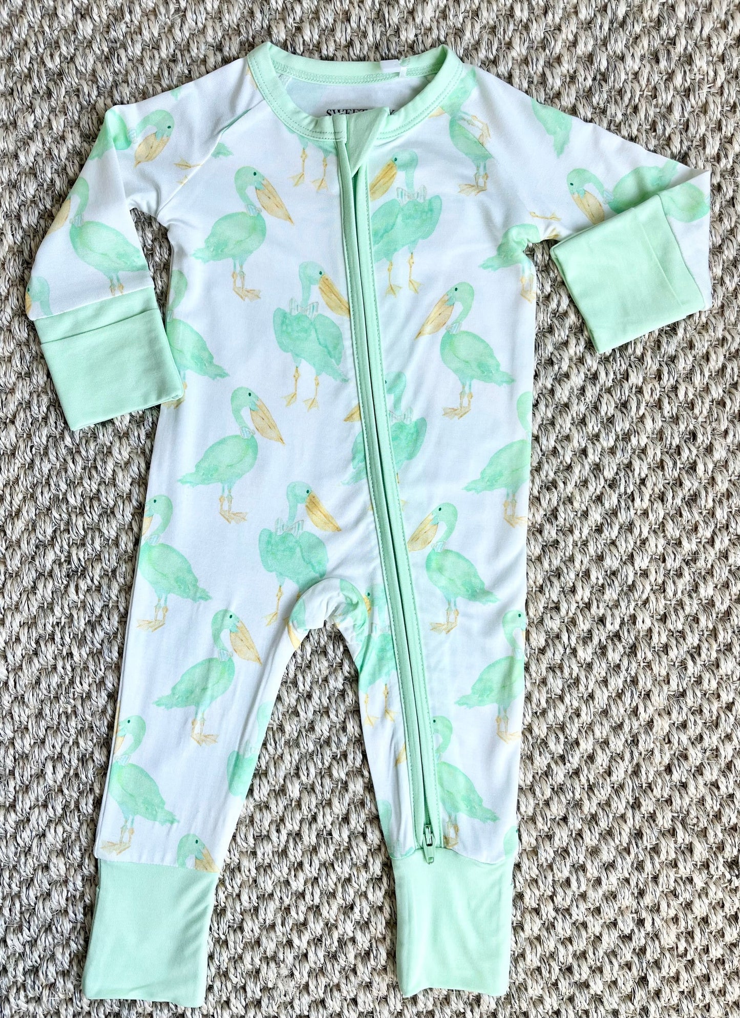 Sweet Bay Clothing Pelican Zipper Onesie Pajama--Mint