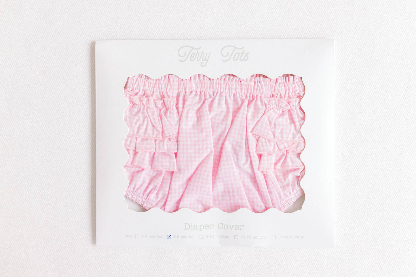 Terry Tots Diaper Cover - Pink Gingham Side Ruffles
