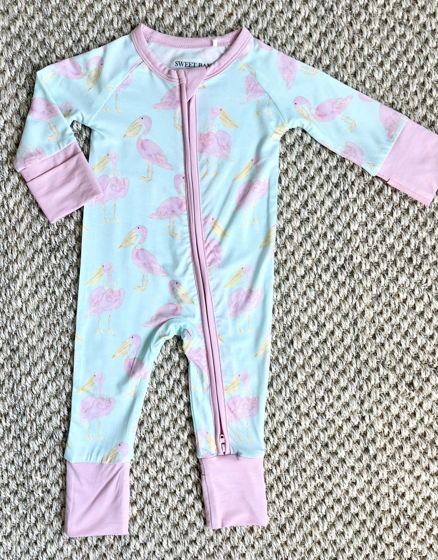 Sweet Bay Clothing Pelican Zipper Onesie--Pink
