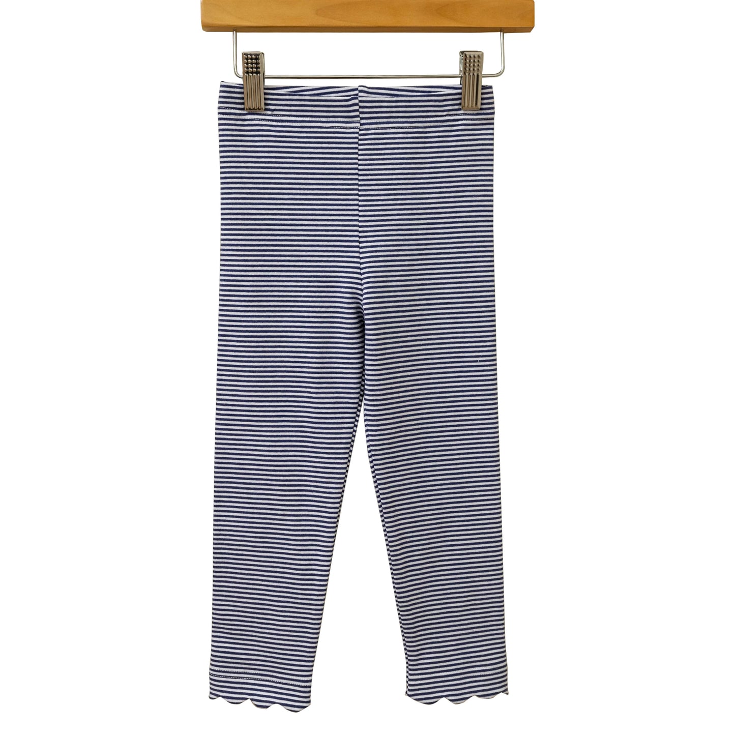 Trotter Street Scallop Leggings--Navy Stripe