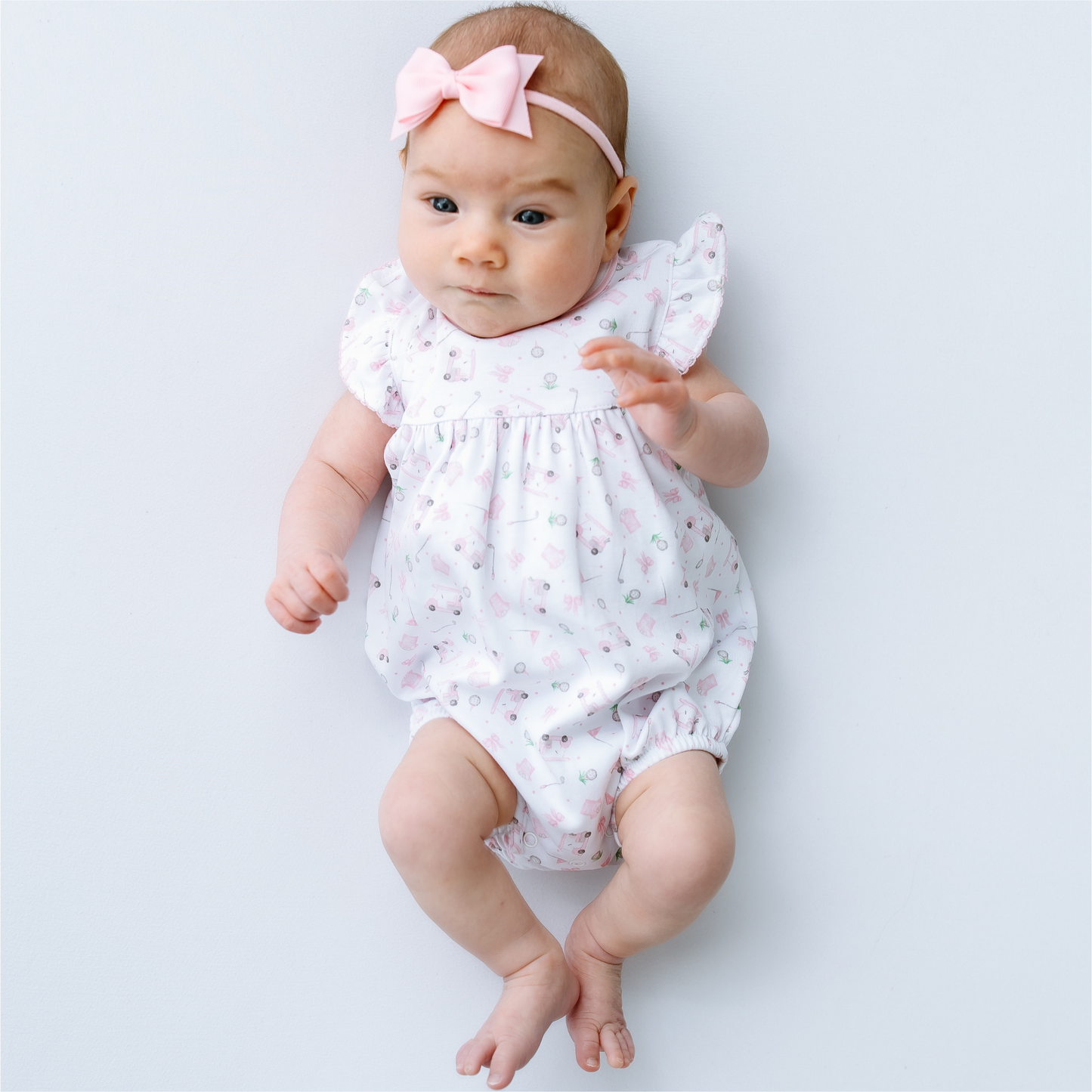 Magnolia Baby Little Golfer Print Bubble--Pink