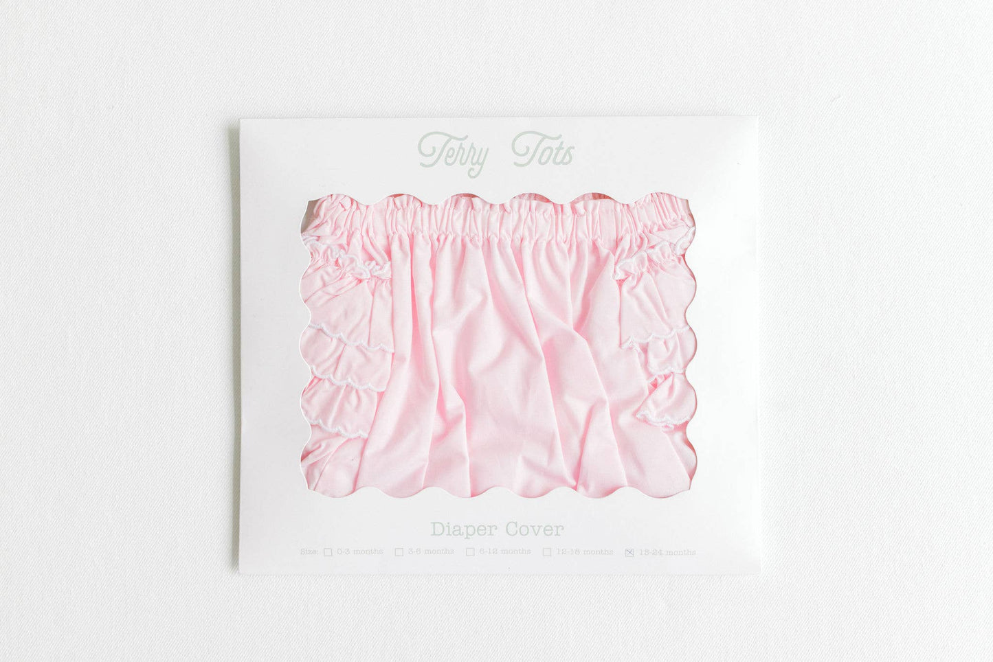 Terry Tots Diaper Cover - Pink with White Side Ruffles