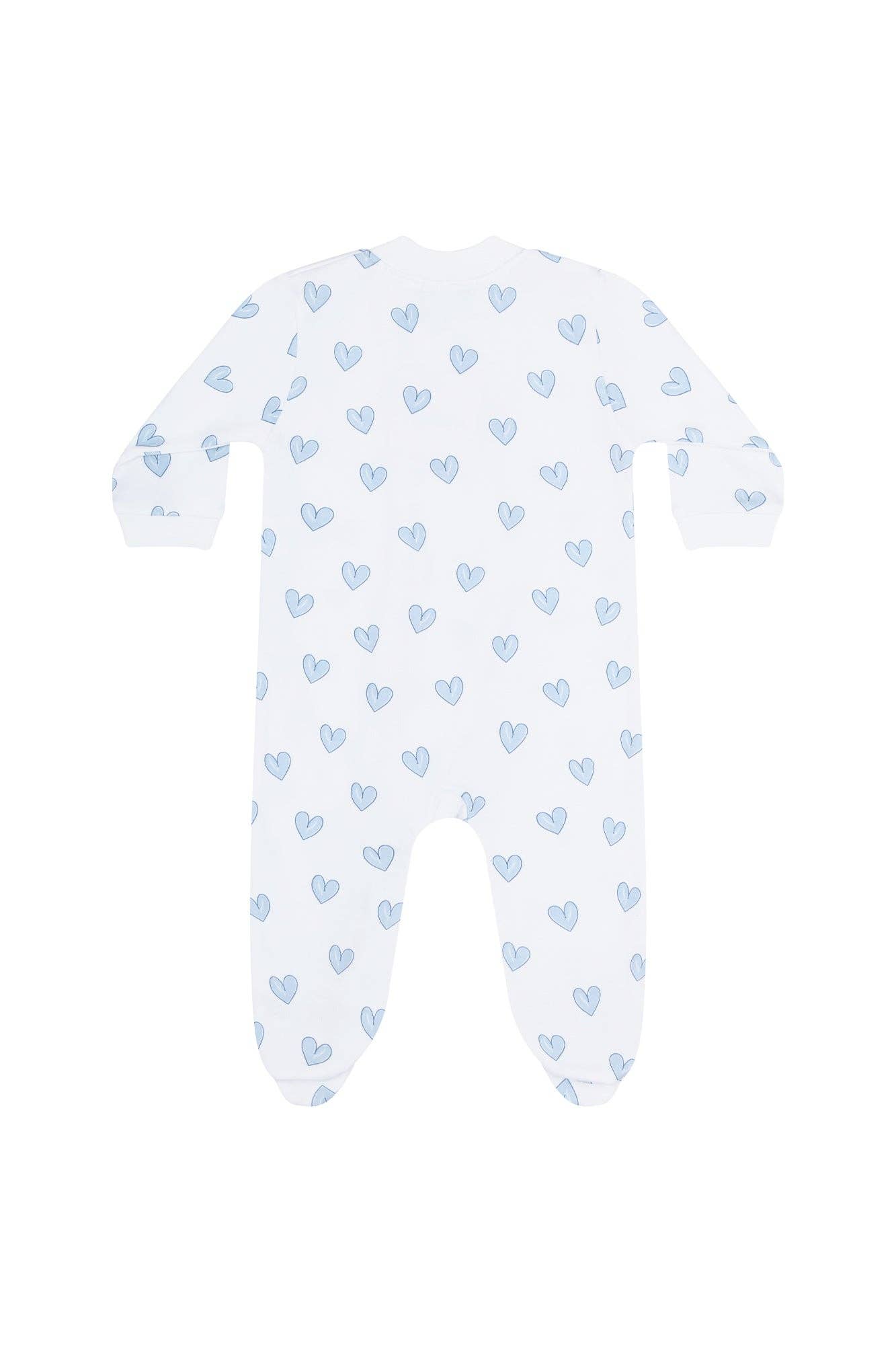 Nellapima Blue Heart Print Zipper Footie