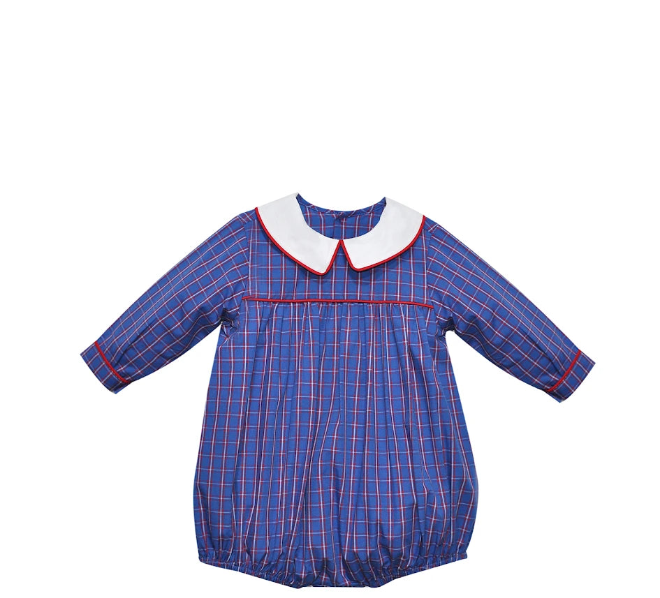 Remember Nguyen Presley Boy Bubble--Blue Plaid