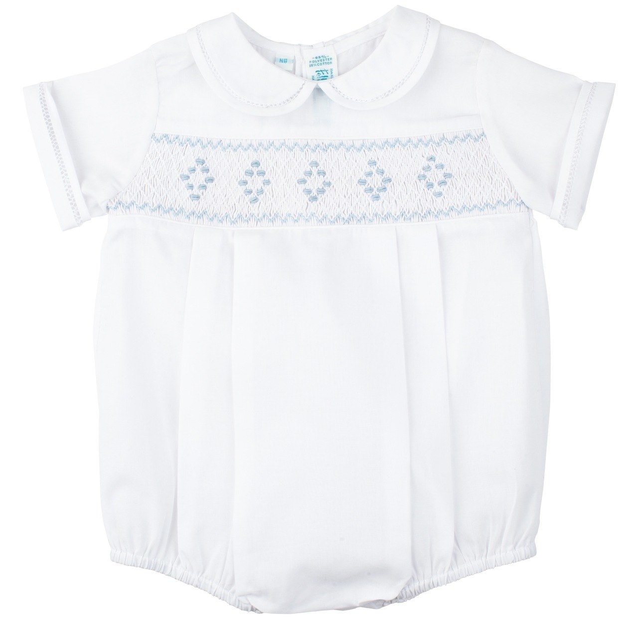 Feltman Brothers White Smocked Embroidered Diamond Creeper