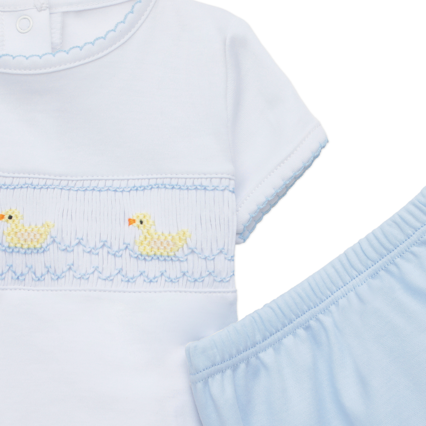 Magnolia Baby Little Ducklings Classics Smocked Diaper Cover Set - Light Blue